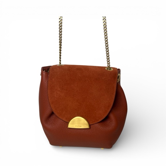 Polène Crossbody in Textured and Suede Terracotta Leather - Picture 3 of 9